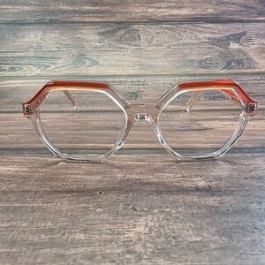 Alain Mikli Paris A03167 005 Hexagonal Clear Amber Frames Italy 52-17-140
